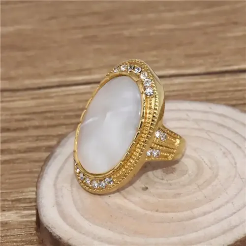 RTM328 Women's Natural Shell Diamond Ring Stainless Titanium Steel Jewelry