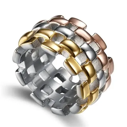 RTM213 Tri-Color Stainless Steel Band Women's Titanium Ring