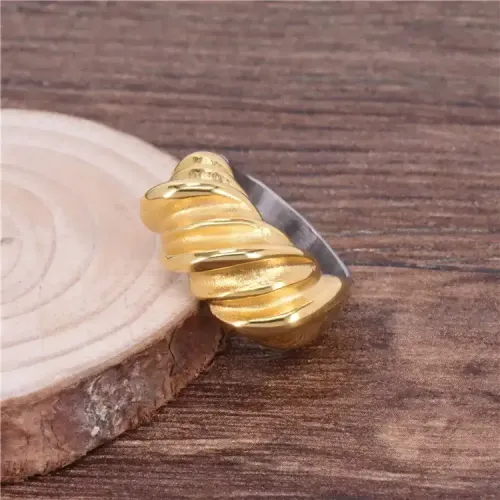 RTM393 Geometric Twist Titanium Steel Ring Elegant Women's Jewelry Accessory