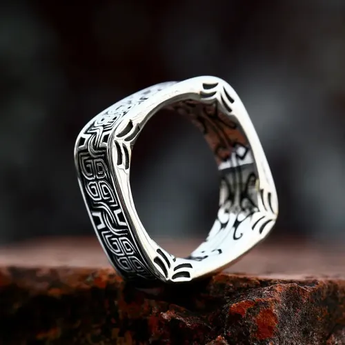 RTM2382 Elegant Patterned Stainless Steel Men's Ring Stylish Male Accessory