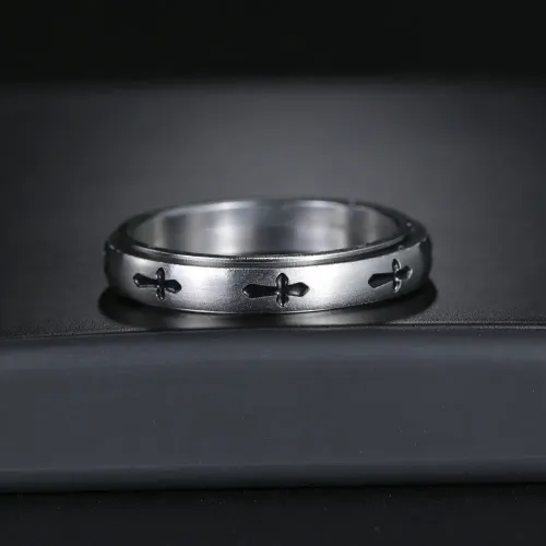 RTM1352 4MM Rotatable Cross Stainless Steel Ring Stress Relief Accessory for Men