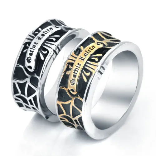 RTM2171 Punk Style Carved Mother Men's Stainless Steel Ring Edgy Accessory