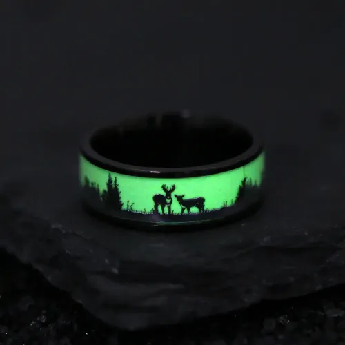 RTM1402 Luminous Stainless Steel Elk Ring Perfect Christmas Gift Jewelry