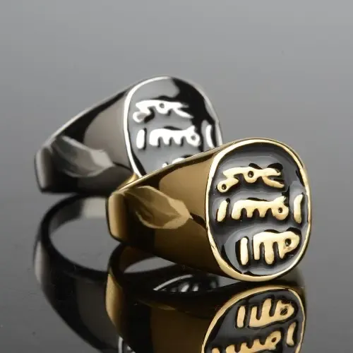 RTM2051 Punk Stainless Steel Jewelry engrave Ring with Black Drop Glue Finish