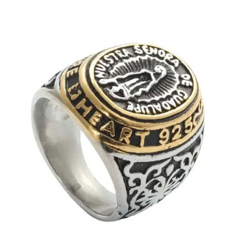 RTM1554 Islamic Madonna Stainless Steel Ring Elegant Engraved Jewelry