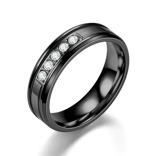RTM700 Luxury Stainless Steel Diamond Rings for Couples Timeless Jewelry Love