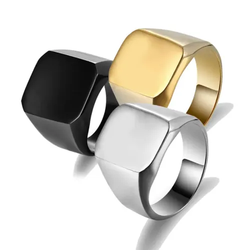RTM1503 Men's Simple Square Stainless Steel Ring Sleek Bare Body Jewelry