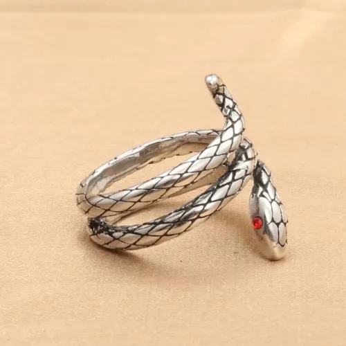 RTM1879 Stainless Steel Snake Ring Exotic Animal Jewelry for Men and Women