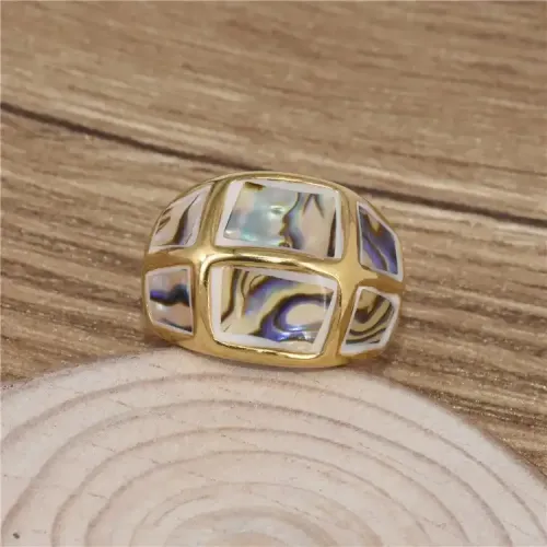 RTM335 Colorful Shell Titanium Steel Ring Elegant Women's Jewelry Accessory
