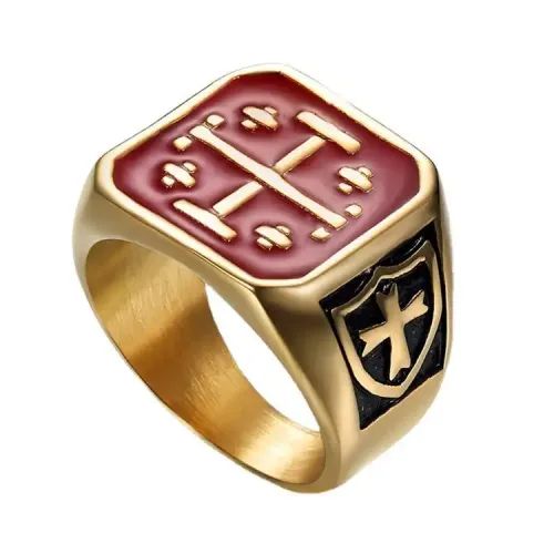 RTM316 Men's Titanium Steel Tombstone Cross Ring Punk Oil Dripping Non-Mainstream Jewelry