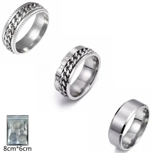 RTM1397 Men's Rotating Chain Ring Outdoor Stainless Steel Suit Accessory Jewelry
