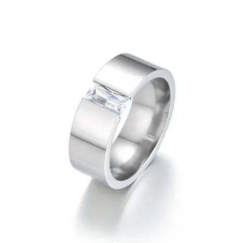 RTM756 Luxury Micropaved Zirconia Men's Ring Stainless Steel with Diamond Finish