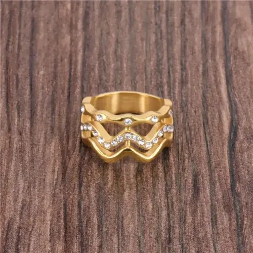RTM445 Gold Plated American Diamond Ring for Women Elegant Jewelry Piece