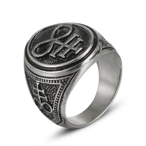 RTM550 Men's Punk Patterned Titanium Steel Ring Stainless Steel Jewelry