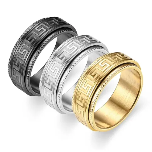 RTM771 Anti-Anxiety Rotating Stainless Steel Rings Stress Reducing Couple Jewelry
