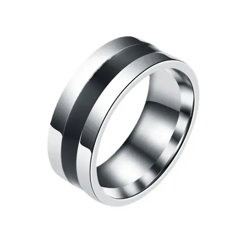 RTM929 Stylish Men's Two-Tone Stainless Steel Oil Drop Ring Modern Jewelry