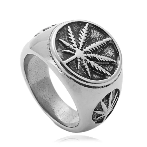 RTM1692 Maple Leaf Punk Ring Stainless Steel Fashion Statement for Men