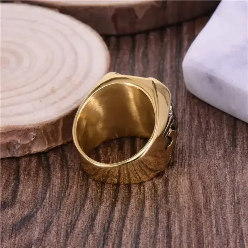 RTM299 Diamond-Encrusted Titanium Steel Ring Men's Punk Jewelry with Old Man Portrait