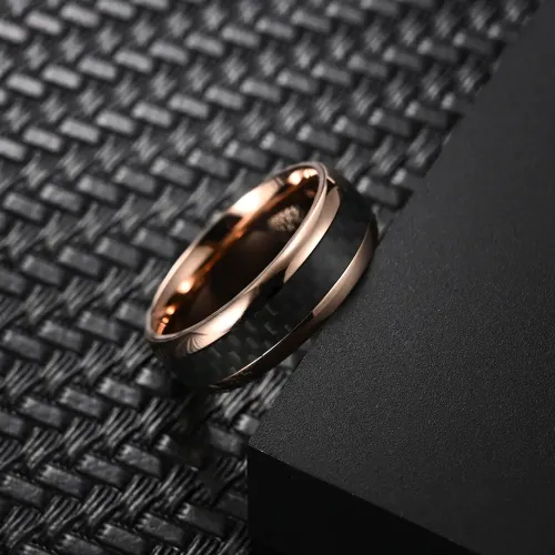 RTM1111 Solid Carbon Fiber & Stainless Steel Couple Rings Modern Love Symbol