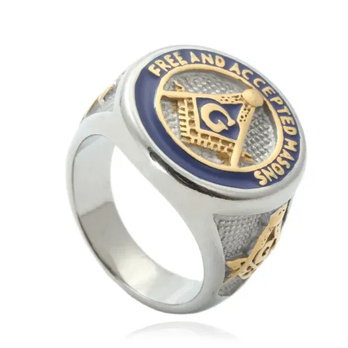 RTM1718 Masonic Ring Punk Style Stainless Steel Freemason Jewelry
