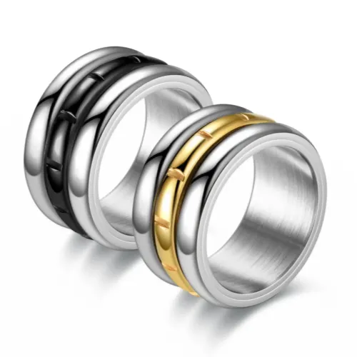 RTM677 Sleek Turning Men's Stainless Steel Ring Durable & Stylish Accessory