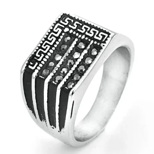 RTM2176 Punk Great Wall Diamond Stainless Steel Ring Perfect Holiday Gift for Men