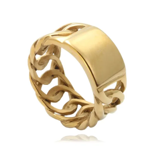 RTM1691 Punk Hollow Chain Ring in Stainless Steel Edgy Fashion Accessory for Men