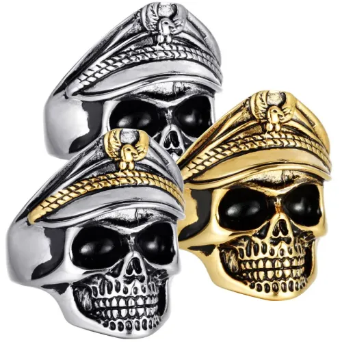 RTM1542 Double Eagle Officer Punk Ring Stainless Steel Skeleton Design