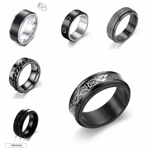 RTM885 Stress Relief Rotating Ring for Men Stainless Steel Anxiety Reducer