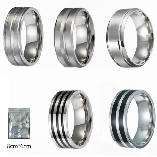 RTM1432 Elegant 5-Piece Silver Stainless Steel Ring Set Sleek Fashion Accessory