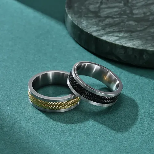 RTM1096 Elegant Wheat Ear Pattern Stainless Steel Rotating Rings for Men & Women