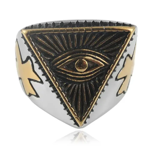 RTM1595 Masonic Men's Ring Stainless Steel with Triangular Eye Design