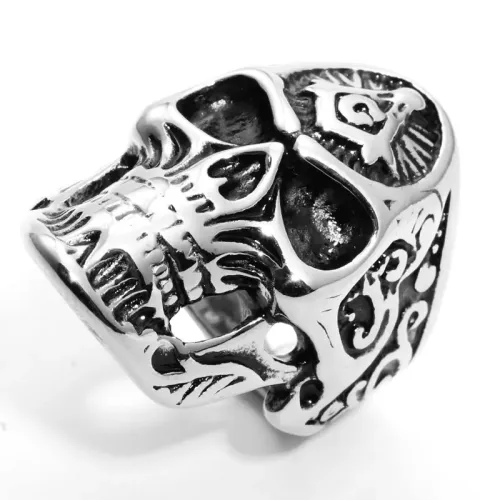 RTM2062 Masonic Skull Ring Stainless Steel Ghost Head Design for Men