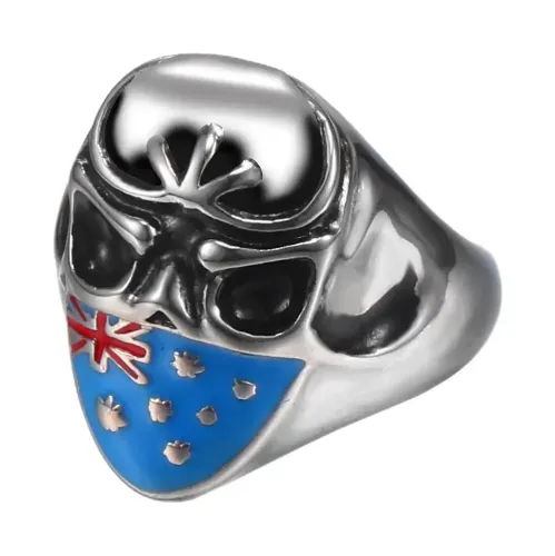 RTM542 American Titanium Steel Skull Ring Men's Stainless Steel Biker Jewelry