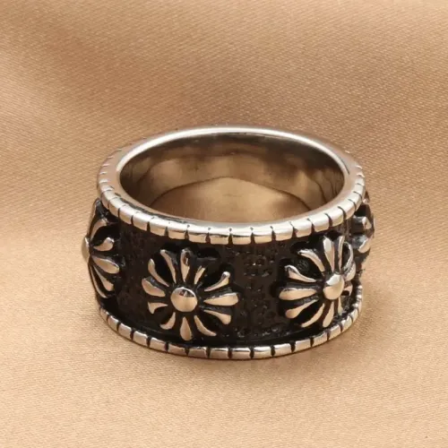 RTM1949 Chrysanthemum Pattern Stainless Steel Ring Elegant Jewelry for All Occasions