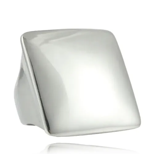 RTM1657 Unisex Square Rings in Glossy Stainless Steel Perfect for Men & Women