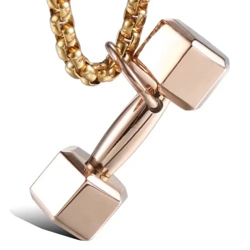 NTM845 Titanium Steel Dumbbell Barbell Necklace Unisex Fitness Jewelry Pendant