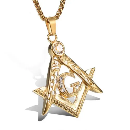 NTM797 Masonic Titanium Steel Men's Pendant Religious Plated Necklace Jewelry