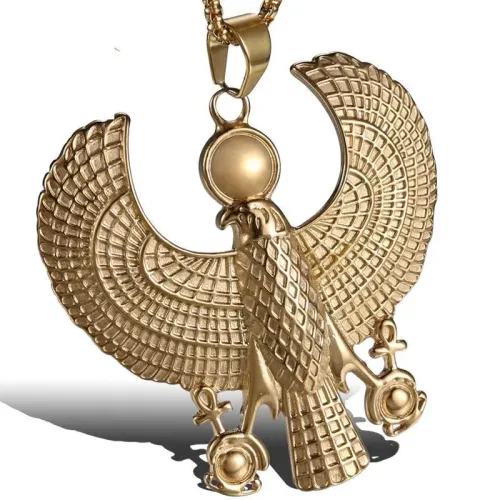 NTM812 Men's Horus Eagle Pendant Ancient Egyptian Titanium Steel Necklace