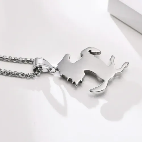 NTM630 Hip Hop Horse Pendant Men's Stainless Steel Necklace Silver Tone Sweater Chain Jewelry