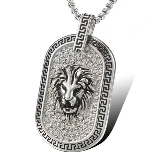 NTM746 Men's Lion Head Pendant Titanium Steel Totem Stainless Necklace Jewelry