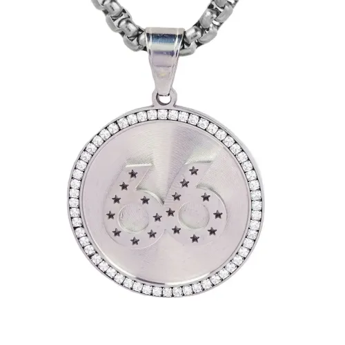 NTM725 Muscle Men Titanium Necklace Hip Hop Jewelry Stainless Steel Coach Pendant