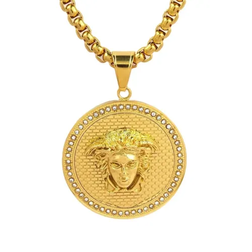 NTM655 Hip-Hop Avatar Titanium Steel Large Disc Pendant Trendy Accessory Necklace