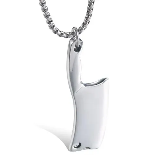 NTM752 Men's Titanium Steel Kitchen Knife Pendant Chef-Inspired Stainless Necklace Jewelry
