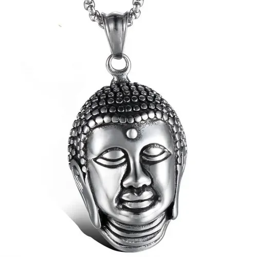 NTM757 3D Gautama Buddha Statue Pendant Stainless Steel Necklace for Men Women