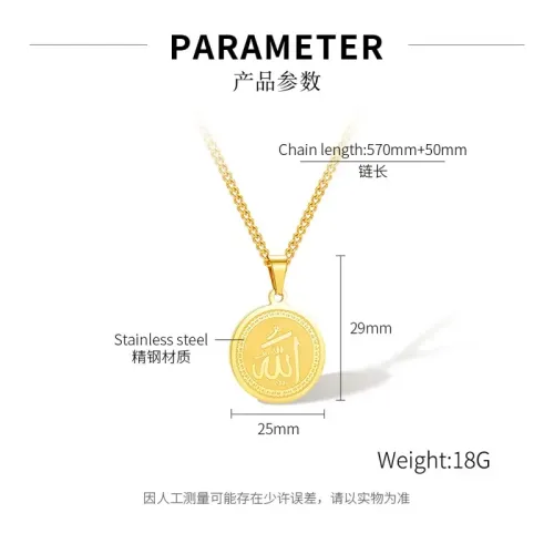 NTM9 Unisex Geometric Circle Medallion Pendant Titanium Steel Necklace