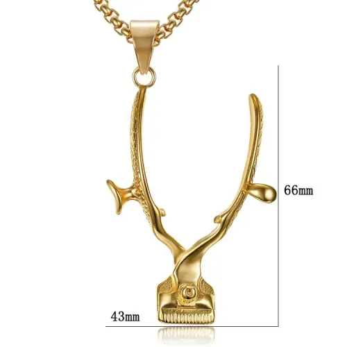 NTM701 Vintage Hair Clipper Pendant Exotic Titanium Stainless Steel Necklace Jewelry