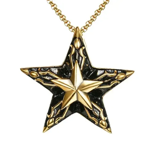 NTM738 Punk Pentagram Necklace Edgy Stainless Steel Star Pendant Jewelry