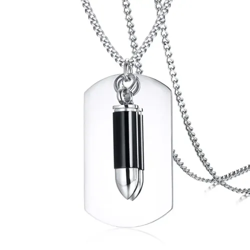 NTM353 Engraved Titanium Steel Bullet Pendant Military-Style DIY Tag Jewelry for Men