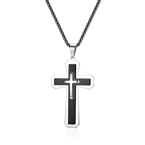 NTM251 Large Stainless Steel Cross Pendant Men's Titanium Necklace